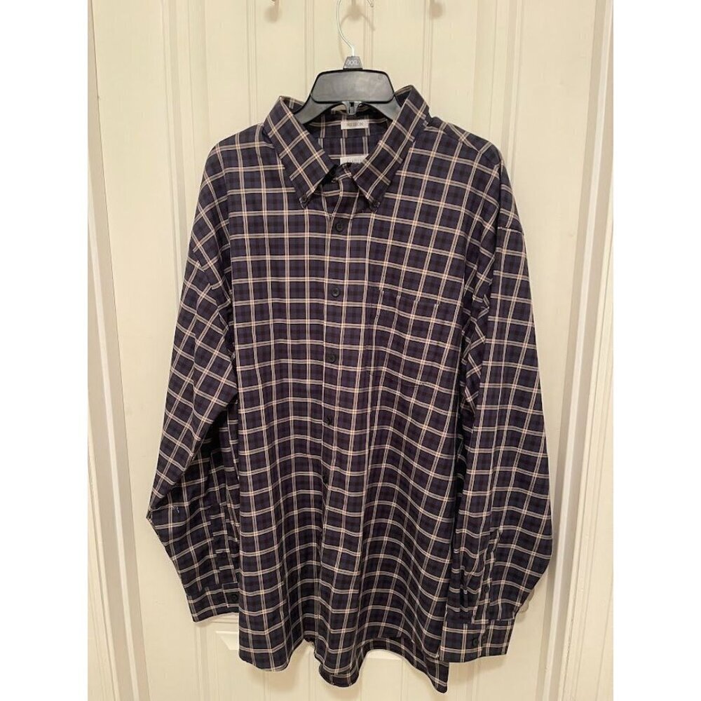 Van Heusen No Iron Long Sleeve Plaid‎ Shirt MEN'S SZ 2XL